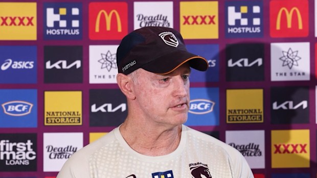 Maguire speaks to reporters on Wednesday.