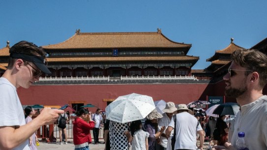 Visitors to the Forbidden City in Beijing this week included Western faces.