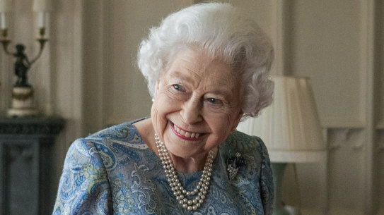 The Queen smiles while receiving the President of Switzerland Ignazio Cassis and his wife Paola Cassis at Windsor Castle in April.