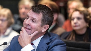 Former Premier of NSW Mike Baird gives evidence at the Upper House inquiry into the Powerhouse Museum's  move to Parramatta.