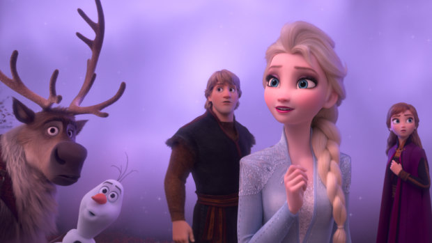 Elsa, Anna, Kristoff, Olaf and Sven journey far beyond the gates of Arendelle in search of answers in Frozen II.