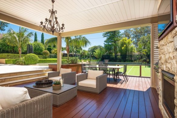 The view out to the tennis court at 29A Bobbin Head Road, Pymble. 