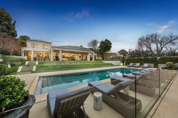 The five-bedroom, four-bathroom, six-car mansion in Toorak. 