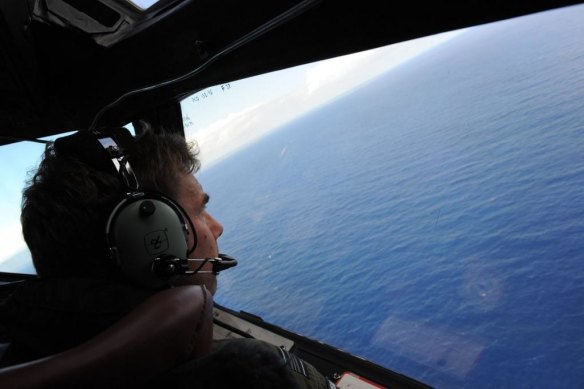 Royal New Zealand Airforce P-3K2-Orion aircraft co-pilot and Squadron Leader Brett McKenzie during the initial search. 