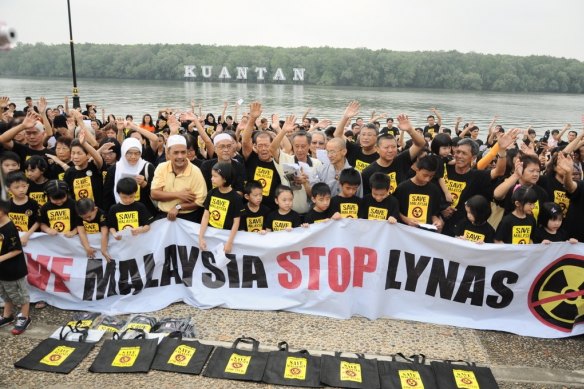 Anti-Lynas protestors in Malaysia in 2013. 