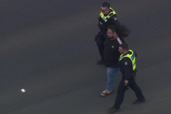 David Fosita being arrested on the Princes Freeway in December.