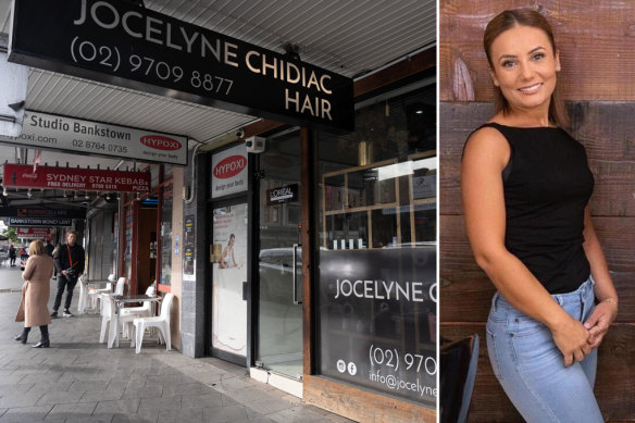 The Bankstown workplace of hairdresser Amneh al-Hazouri, known as Amy, who died after being shot on Saturday night. 