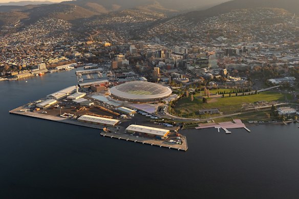 An artist’s impression gives the bird’s-eye view of the proposed stadium.
