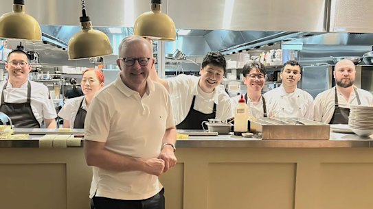 Australian Prime Minister Anthony Albanese visits The Fifty Six restaurant.