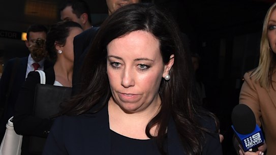 Kaila Murnain leaves the Independent Commission Against Corruption hearing on Wednesday.