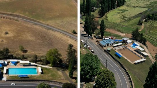 Before (October 2019) and after (November 2022) of Molong Swimming Pool.
