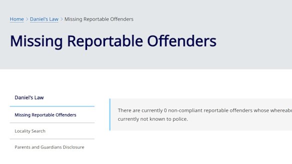 A screenshot from the Daniel’s Law website at 11.15am on December 31.