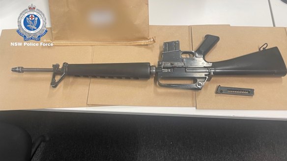 A semi-automatic rifle seized during investigations into the alleged syndicate.