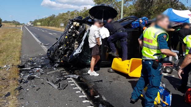 Two people died after a two-car crash in South Isis near Bundaberg on the central Queensland coast.