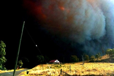 The fire on the road between Coonabarabran and the Warrumbungles on January 13, 2013.