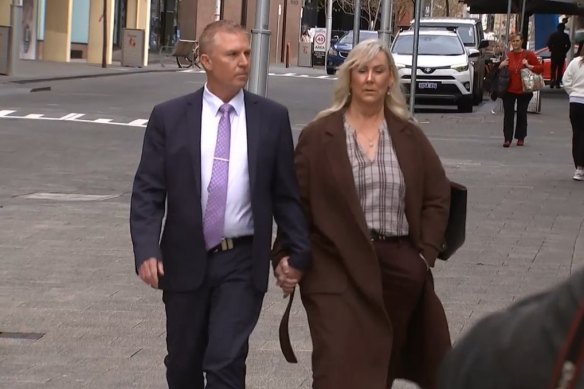 James Hayward and his wife enter Perth District Court on Wednesday.