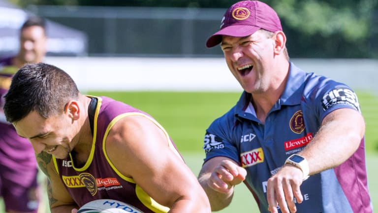 Red and greener pastures: Jason Demetriou (right) has followed Wayne Bennett to Redfern.