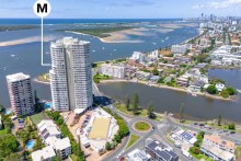 The 22nd-level, three-bedroom unit at 22F, 5 Bayview St, Runaway Bay in Gold Coast’s Runaway Bay sold at auction for $2.47 million.