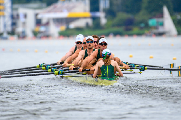 The Australian men’s eight in Poznan in June.