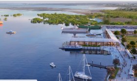 An artist’s impression of a small part of the Walker Group’s planned Toondah Harbour development, which includes up to 3600 units and a 400-berth marina.