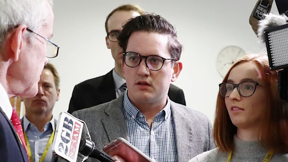 Journalist Mark Di Stefano at work at Parliament House when he was at Buzzfeed in Australia. 