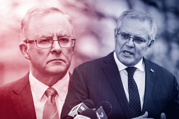 Opposition Leader Anthony Albanese and Prime Minister Scott Morrison. Labor is gaining ground on the most important question voters are likely to face at the next election: Which side can find a way out of this pandemic?