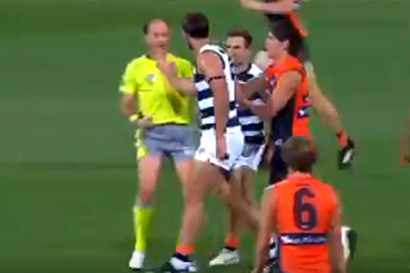 Tom Hawkins missed a week for this incident.
