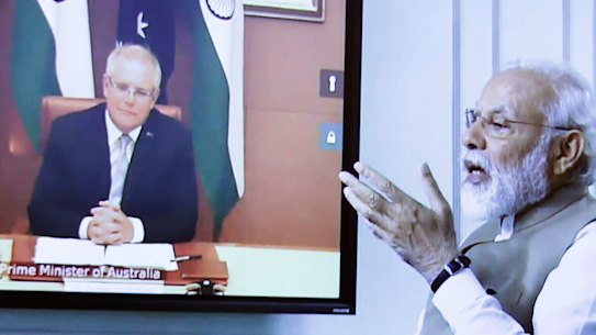 Narendra Modi and Scott Morrison held a virtual summit last month.
