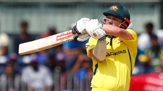 Travis Head on the attack in India earlier this year.