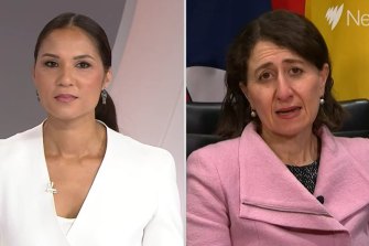 SBS World News presenter Janice Petersen interviews NSW Premier Gladys Berejiklian on Thursday night.