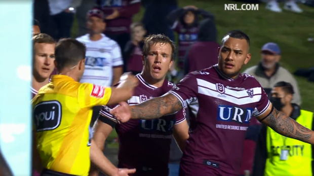 Addin Fonua-Blake was sent off for abusing referee Grant Atkins on Sunday night.
