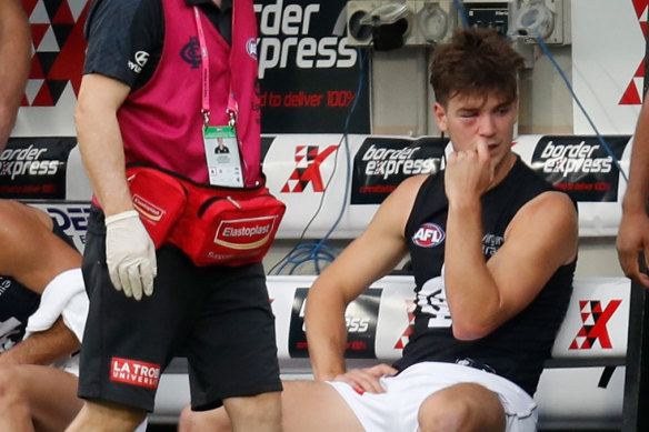 Paddy Dow on the Blues bench.