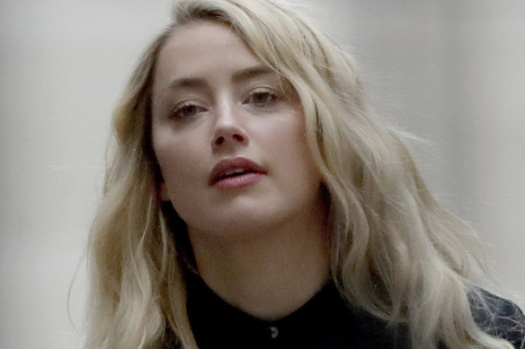 American actress Amber Heard arrives at the High Court in London on Tuesday.