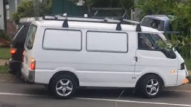 The white van allegedly involved in the attempted abduction of the 20-year-old woman in Nerang.