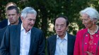 Jerome Powell, Bank of Japan governor Kazuo Ueda, and European Central Bank president Christine Lagarde at Jackson Hole.