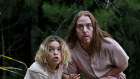 Alcock as Meg with Tim Minchin as Lucky in season 2 of Upright.