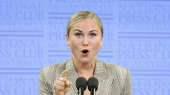 Australian of the Year, Grace Tame, addresses the National Press Club.