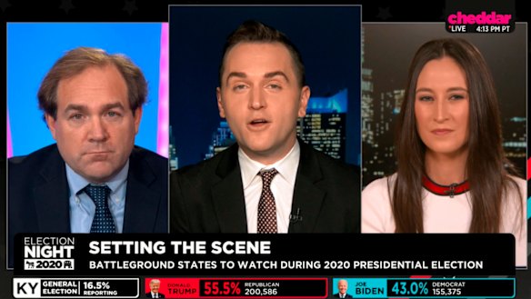 Election night coverage on the Cheddar digital channel.