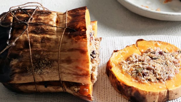 Melbourne-based chef Tobie Puttock’s butternut pumpkins stuffed with walnuts, quinoa, cranberries and sage.