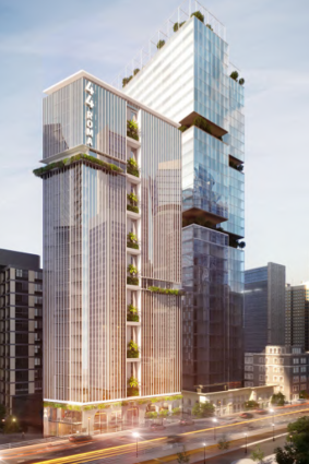 Artist impressions of the hotel development pitched for the corner of Roma and Turbot streets in Brisbane’s CBD.