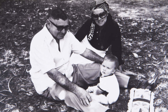 John Hancock with his grandfather Lang and grandmother Hope in Perth 1977.