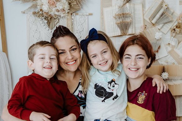 Flagstone local Danielle Van Veen with her three children.