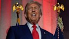 President Donald Trump arrives at an AI summit.