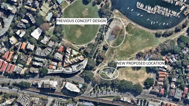 The revised plans are for a site in the park's south-west corner, next to busy New South Head Road.