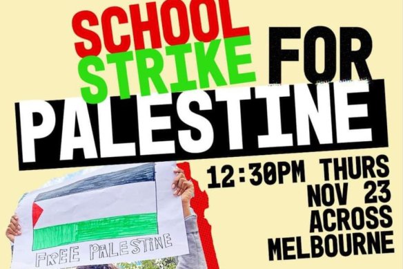 Free Palestine Melbourne’s social media post about a student strike for Palestine planned for next week.
