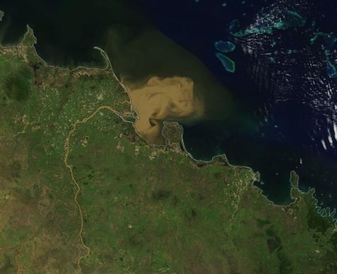 Summer flooding in north Queensland delivers significant freshwater runoff into the Coral Sea, creating concerns over the impact on the adjacent Great Barrier Reef.