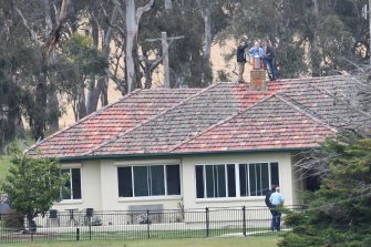Police search the home of Natasha Darcy and Mathew Dunbar, which she stood to inherit. 