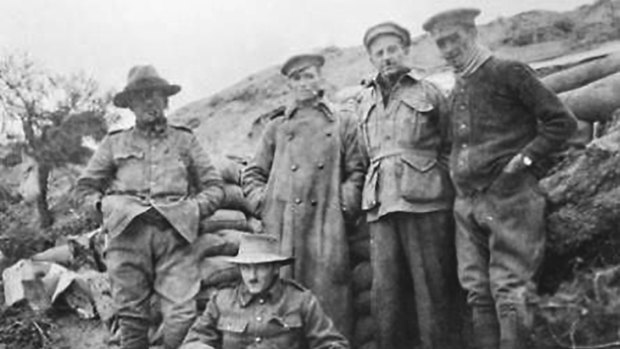 Lieutenant Robert Burns (far right) died near Fromelles.