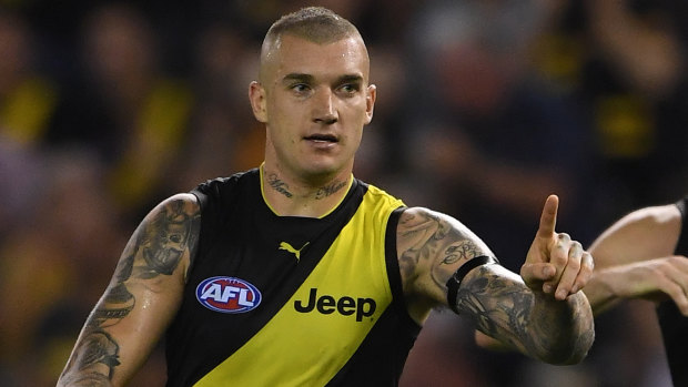 On point: Dustin Martin was up and about against the Swans.