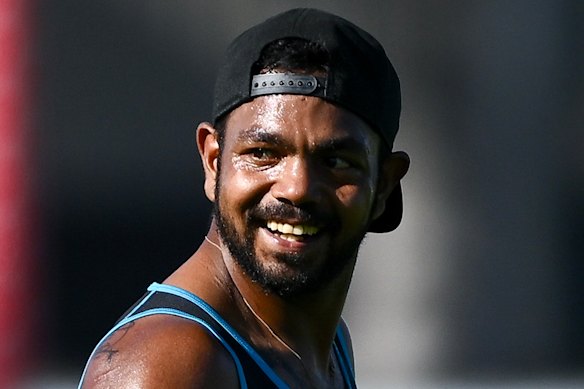 Willie Rioli was back at training for Port Adelaide on Wednesday.
